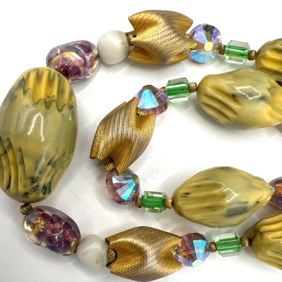 Vtg 16" Necklace Chunky 2 Strand Beaded mix media Giving Multiple Shapes Colors - Picture 7 of 14